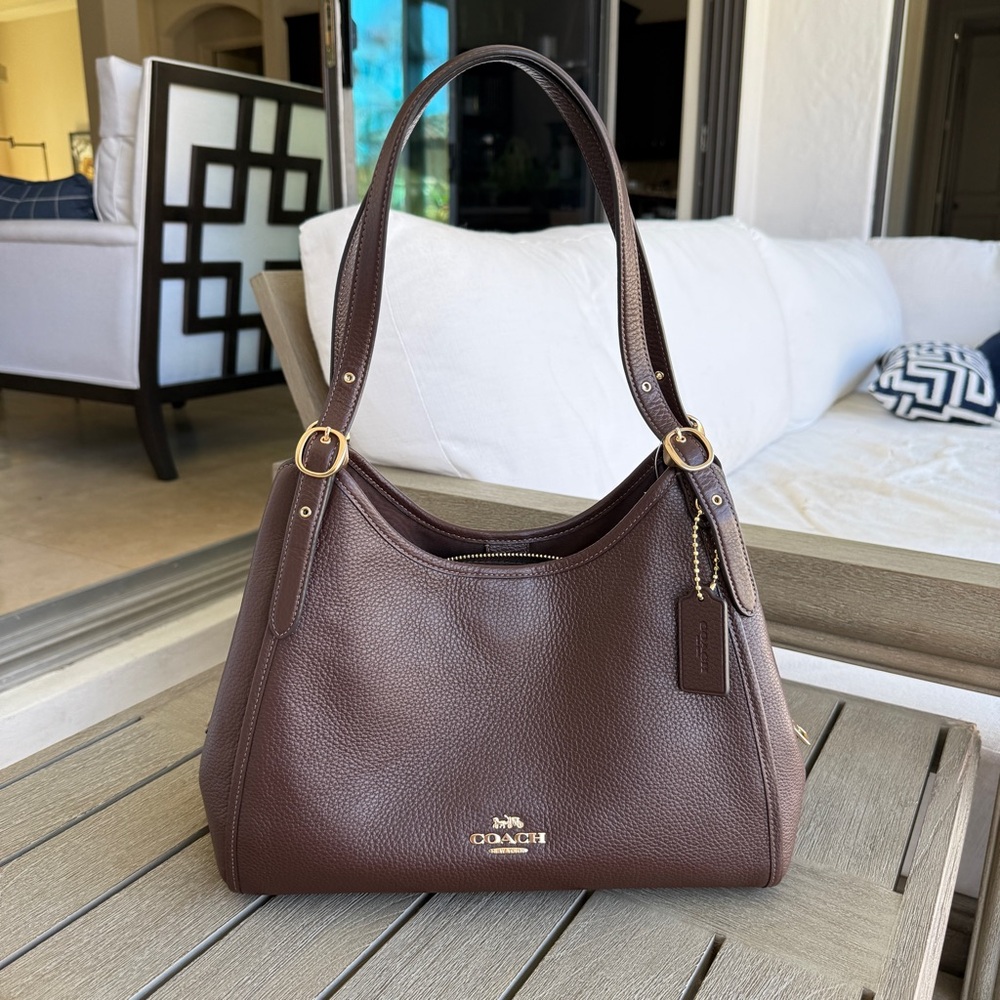NEW‼️Coach Erin Shoulder Bag Refined pebble Leather CAQ86 Gold/Maple NWT